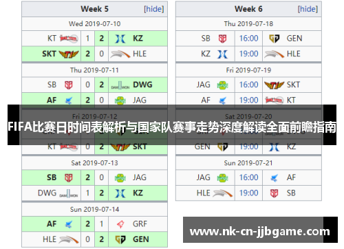 FIFA比赛日时间表解析与国家队赛事走势深度解读全面前瞻指南